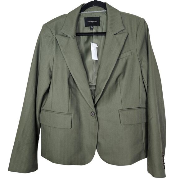 NEW Banana Republic 16 Cutaway Suit Blazer Olive Green Blazer Career 1 Button - Picture 2 of 5